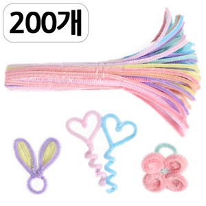 [모핸] 5mm 파스텔 칼라 모루 철사 200개, 파스텔 7색