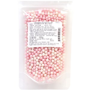 스프링클 드라제펄스핑크 100g (pink white) 데코 장식, 1개