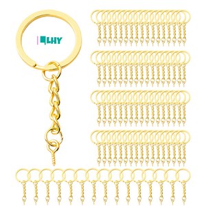 LYRHIX 인형 키링 85개 키링 키링 고리 열쇠고리 링 키링 부자재 키링고리 우수한 열쇠키링 diy key chain 열쇠고리 부자재, 메탈, 1세트, 금색(85개)