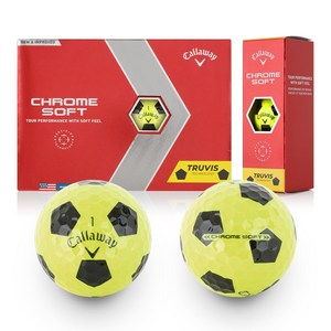 캘러웨이 CHROME SOFT TRUVIS 3피스 골프공, 옐러우 블랙, 1세트, 12개입