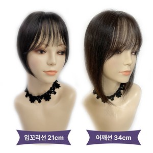 [30%행사중] 아미모 인모 앞머리가발 부분가발 정수리가발 헤어피스 [CM-P 6009], 6x9 21cm 자연검정 중앙가르마 시스루뱅 커트형, 1개