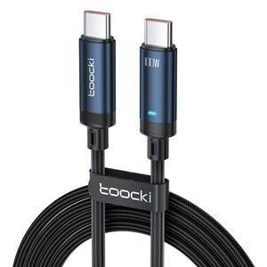 Toocki 알루미늄 메탈 PD 100W c to c타입 초고속 충전케이블, 2m, 블루, 1개