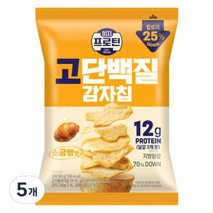 롯데웰푸드 이지프로틴 고단백질 감자칩 소금빵맛, 5개, 50g