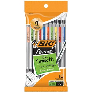 BIC Xta-Smooth 지우개 포함 샤프 펜슬 (0.7mm) 10개입 학교 사무용품용 벌크