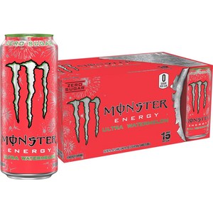 미국발송 Monster Energy 울트라 수박 무설탕 에너지 드링크 16온스(15팩), 울트라 로사, 15개, 473ml