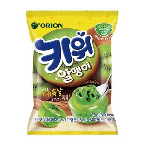 [트레이딩제이]밴드증정 오리온 키위알맹이 67g 젤리 사탕 자두 리찌 포도 마이구미 간식, 30개