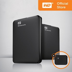 WD Elements Potable 휴대용 외장하드 WDBU6Y0050BBK-WESN + 파우치, 5TB, 블랙