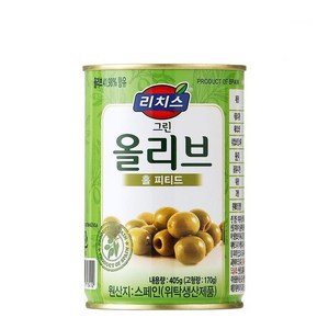 동서 스파게티 피자 파스타 감칠맛 대용량 리치스 그린올리브 홀 피티드 405g 405g, 7개