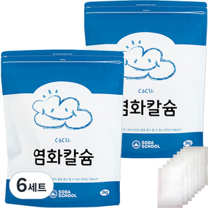 소다스쿨 염화칼슘 제습제 리필용 2p + 부직포 8p 세트, 3kg, 6개