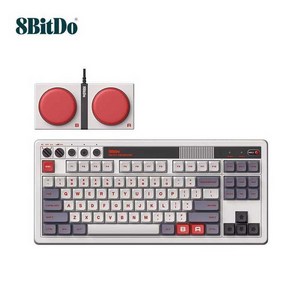 8bitdo 레트로 유무선 기계식 키보드 게이밍 핫스왑 87키 AB슈퍼키 포함, 레트로기계식키보드(그레이)+슈퍼키, 레트로기계식키보드(그레이)+슈퍼키, 그레이(AB키 포함)