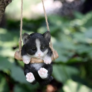 [해외직구] 그네타는 고양이 장식 / 인테리어 정원장식, 회색고양이