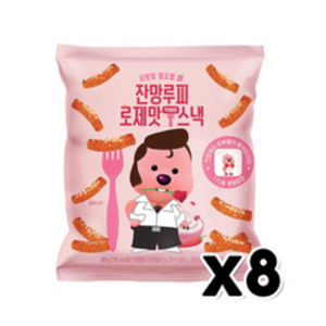 잔망루피 로제맛떡볶이스낵 띠부실스티커포함 80g, 8개