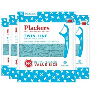 Plackes 플랙커스 트윈 라인 치실 150개입 4팩 Twin Line Dental Floss Picks, 4개