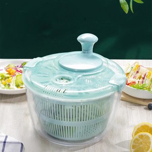 요우브 5L 대용량 수동 야채 탈수기 가정용 신선채소 물기제거 주방도구, 푸른 색, 1개