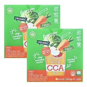 홀베리 아침엔 클렌즈 유기농 CCA 주스 14p, 80g, 2개