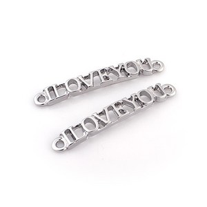 비즈아이 [7461-03]메탈펜던트 ILOVEYOU양고리 34x4mm OR 1개