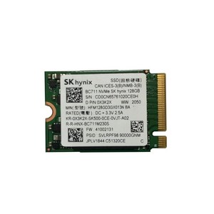 SK hynix BC711 128GB PCIe NVMe M2 2230 Gen 3 x 4 SSD 0X3K2X HFM128GD3GX013N OEM 패키지