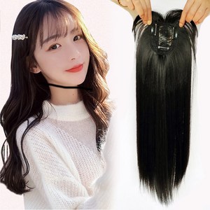 하이유니 롱 헤어 긴머리 정수리 탑커버 헤어피스 45cm, 스트레이트펌, 블랙, 1개