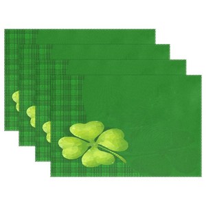 ALAZA St Patick's Day Clove Placemat Plate Holde ALAZA 성 패트릭의 날 클로버 플레이스매트 접시 홀더 4개 세트 주방 다이닝 룸용, White