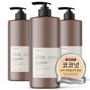 메르헨트 코코넛 오일 딥클렌징 대용량 샴푸 1500ml x 3개 모링가향 샴푸 약산성 퍼퓸 향기좋은 지성 미용실, 1.5L