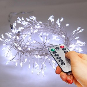 아리조명 LED 미리내 와이어 지네 전구 크리스마스 장식 줄 조명 6M 15M, 1개, 백색, 리모컨 USB 150구 (6M+연장2M)