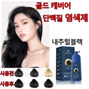 1/1+1/2+1 프리미엄 염색약 염색샴푸 새치 염색제 염색과 모발 케어 동시 헤어 염모제 500g, 1개, 내추럴블랙