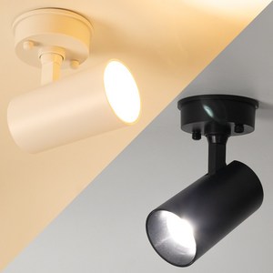 LED 일체형 COB 원통 직부등 20w 플리커프리 각도조절 실린더 핀조명 스포트라이트, LED COB 일체형 원통 직부조명 20w, 흑색바디-주백색(아이보리빛)