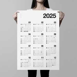 알루이 2025년 대형 벽걸이 달력 포스터 한장달력, 1장, 2025대형달력 블랙