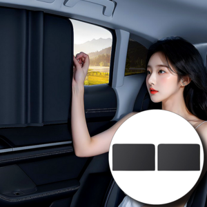 킹얀 차량용 햇빛가리개 자석형 창문 암막커튼, 1세트, 블랙