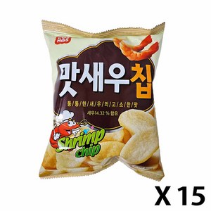 코스모스제과 맛새우칩 새우 미니스낵 간식 과자, 25g, 15개