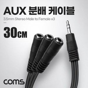 AUX 분배 케이블 30cm Y형 스테레오 (W9401BA), 본상품선택, 본상품선택