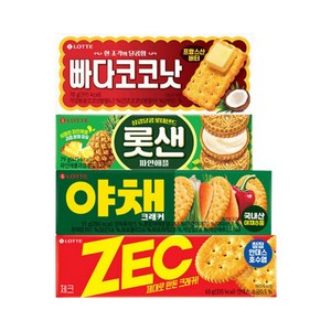 롯데제과 롯데비스킷 4종 기획 빠다코코낫*롯샌*야채크래커*제크, 2세트, 277g