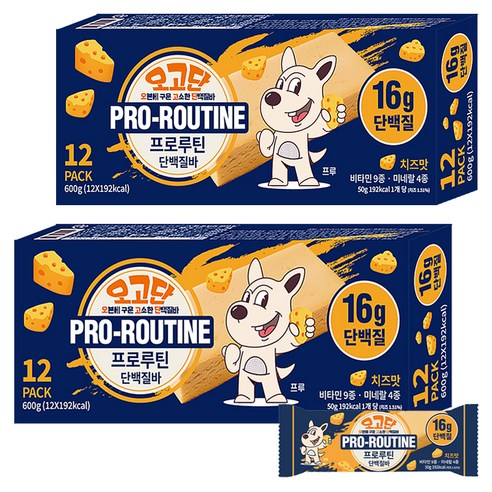 프로루틴 오고단 오븐에 구운 단백질바 치즈맛 12p