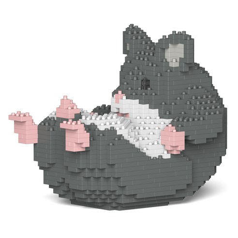 JEKCA 벌러덩 햄스터 동물 블럭, 그레이, 1개
