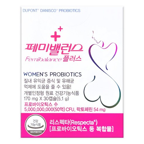 여성용 페미밸런스 플러스 질유산균 5.1g, 30정, 1개