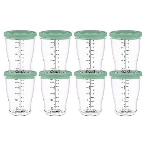 베베락 유아용 PP 밀폐 이유식 용기, 280ml, 딥그린, 8개
