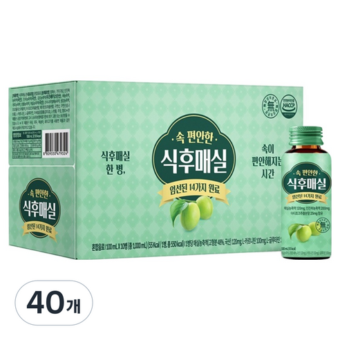식후매실 매실 음료, 40개, 100ml
