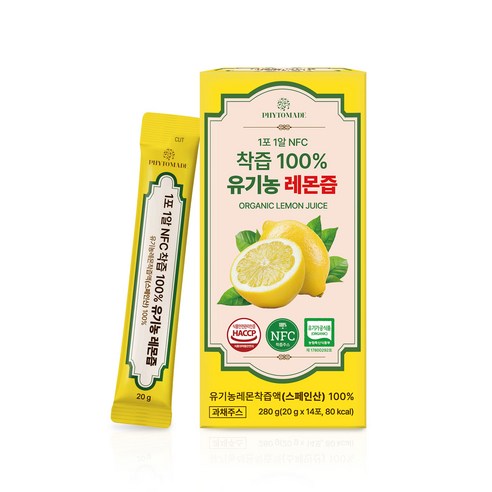 파이토메이드 1포 1알 NFC 착즙 유기농 레몬즙 14p, 1개, 280g
