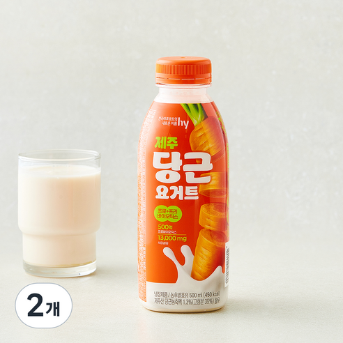 [로켓프레시] 에치와이 제주당근 요거트, 2개, 1개입, 500ml