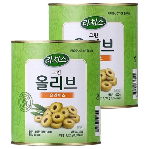 리치스 슬라이스 그린 올리브, 3kg, 2개