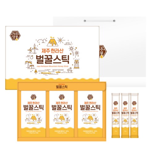제주양봉 1등급 제주 한라산 벌꿀스틱 6호 10p + 쇼핑백