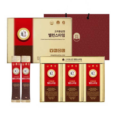 풍년보감 6년근 고려홍삼정 밸런스타임 30포 세트 + 쇼핑백
