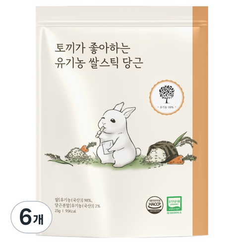 토끼가 좋아하는 유기농 쌀스틱, 6개, 25g, 당근맛