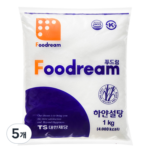 푸드림 하얀설탕, 1kg, 5개