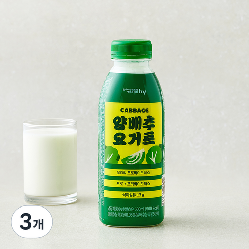 [로켓프레시] 에치와이 양배추 요거트, 3개, 1개입, 500ml