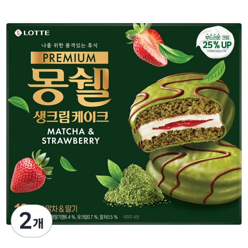 몽쉘 프리미엄 생크림 케이크 말차 스트로베리