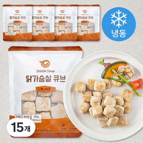 [로켓프레시] 다즐샵 닭가슴살 큐브 갈비맛 (냉동), 100g, 1개입, 15개
