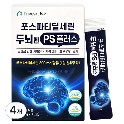 프렌즈허브 포스파티딜세린 두뇌엔 PS70 플러스 15p, 4개, 30g