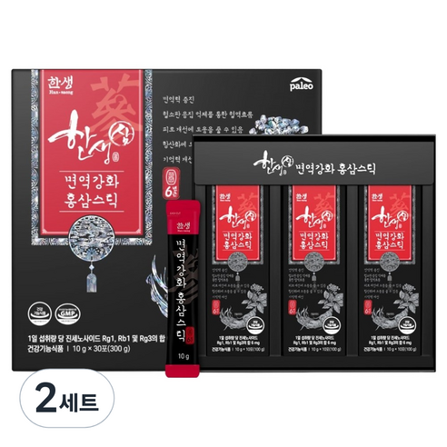 한생 팔레오 6년근 면역강화 홍삼스틱 선물 세트 + 쇼핑백