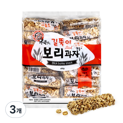 길쭉이 보리과자, 400g, 3개